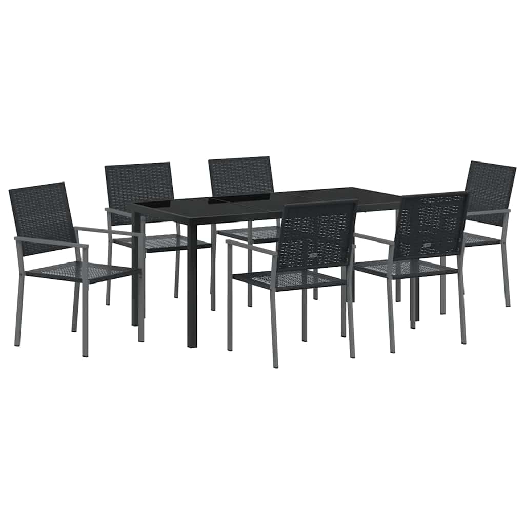 Kert étkező szett 7 pcs Fekete PE Rattan