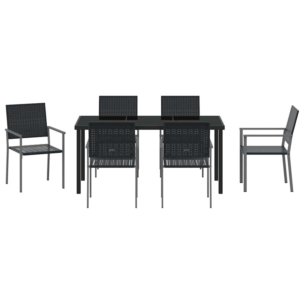 Kert étkező szett 7 pcs Fekete PE Rattan