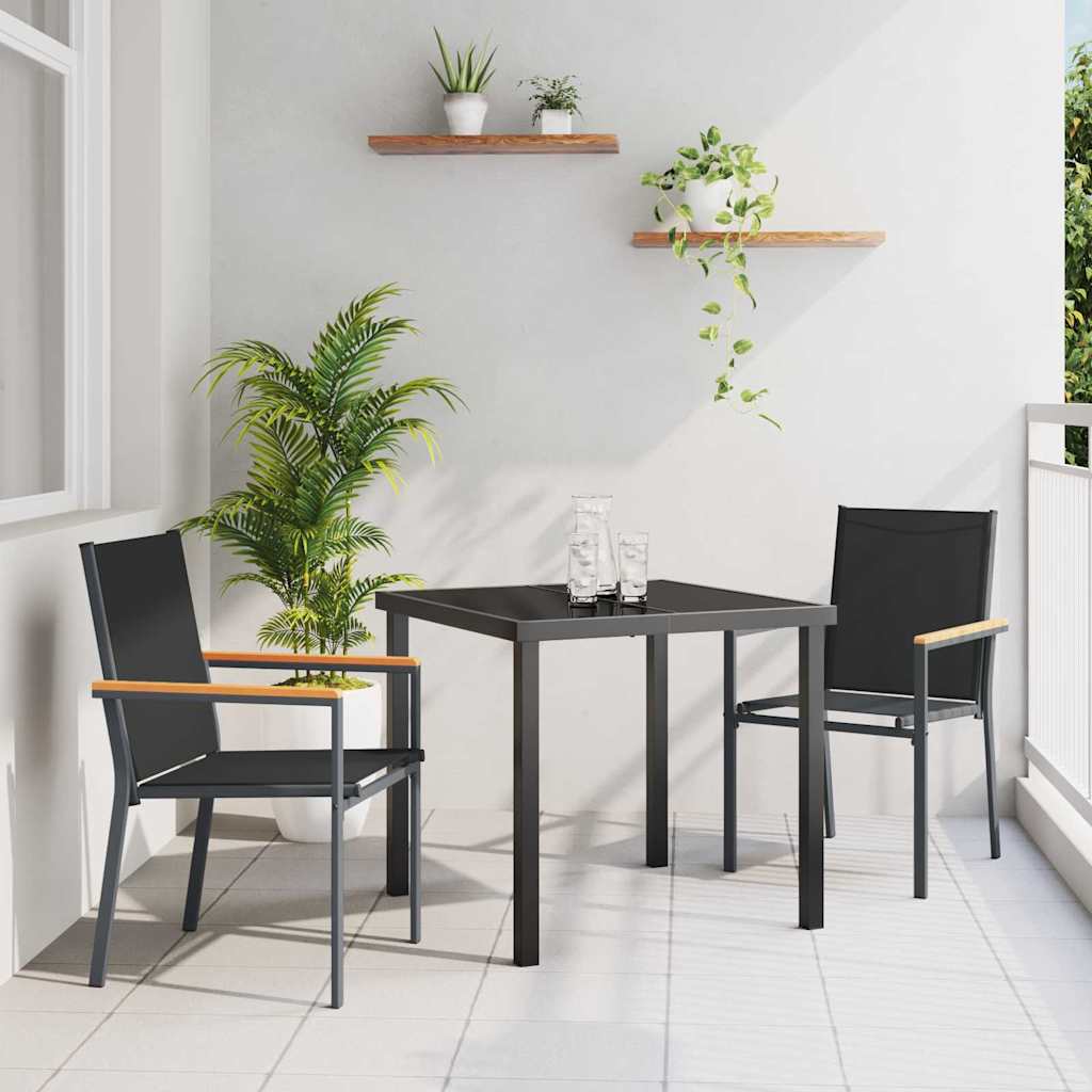 Kert étkező szett 3 pcs Fekete Porfestett acél