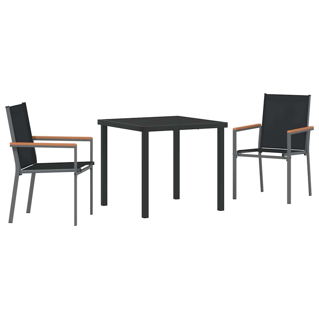 Kert étkező szett 3 pcs Fekete Porfestett acél