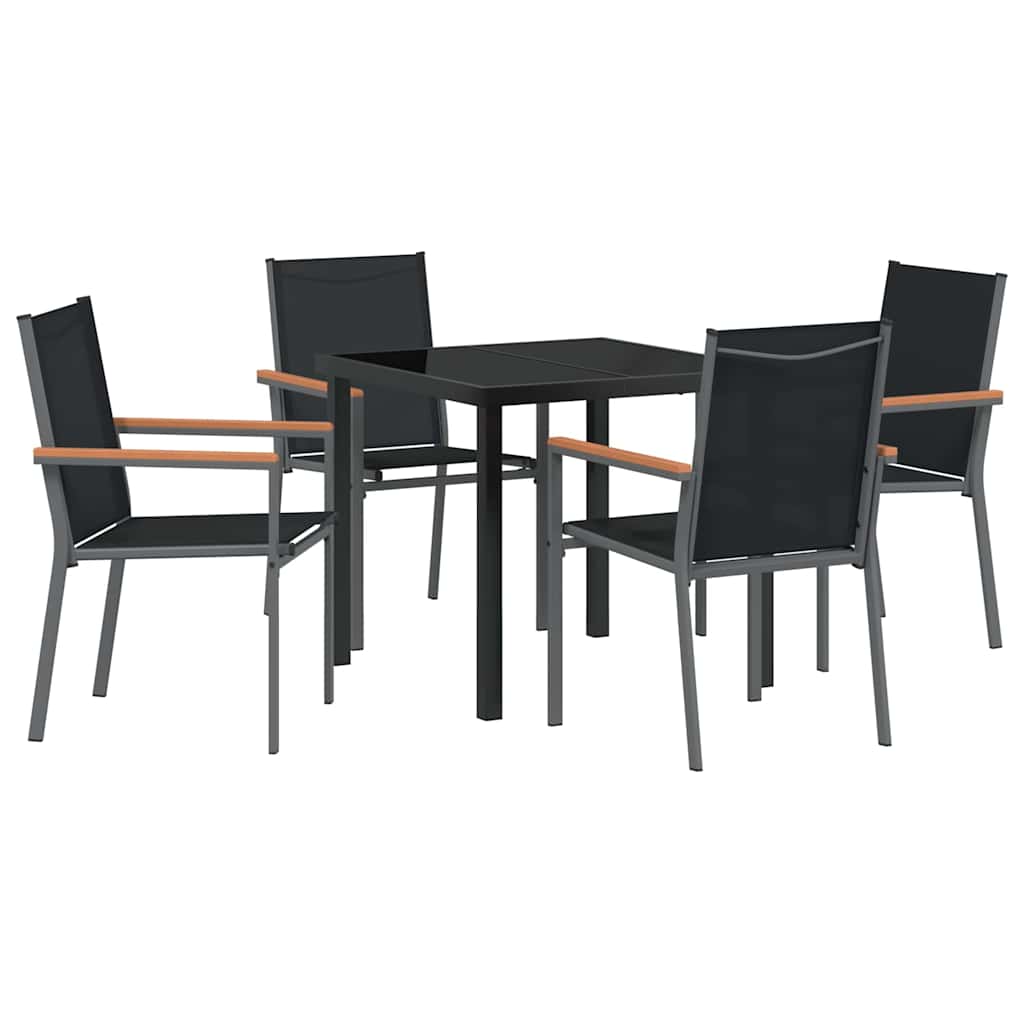 Kert étkező szett 5 pcs Fekete Porfestett acél