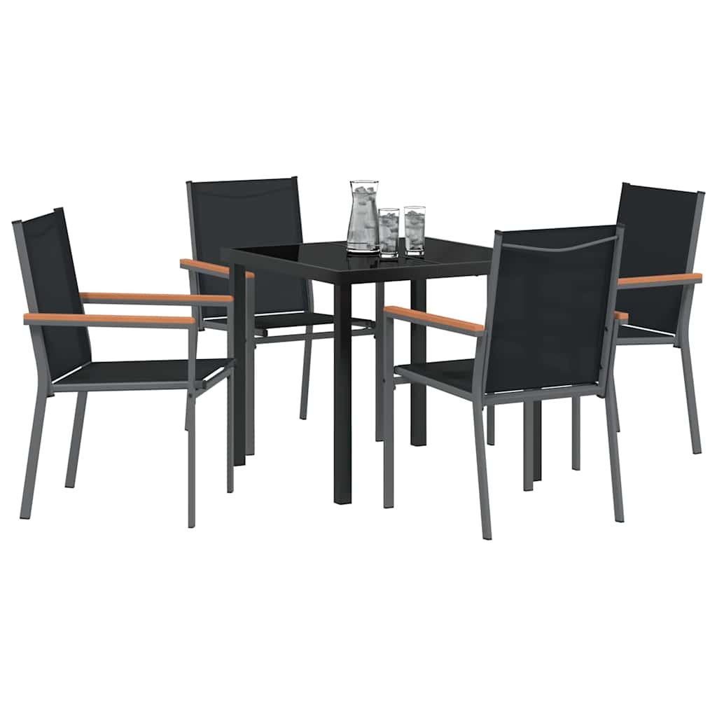 Kert étkező szett 5 pcs Fekete Porfestett acél