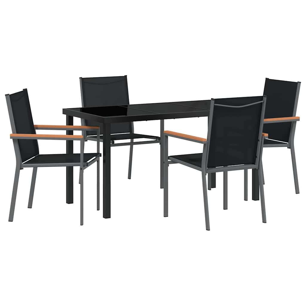 Kert étkező szett 5 pcs Fekete Porfestett acél