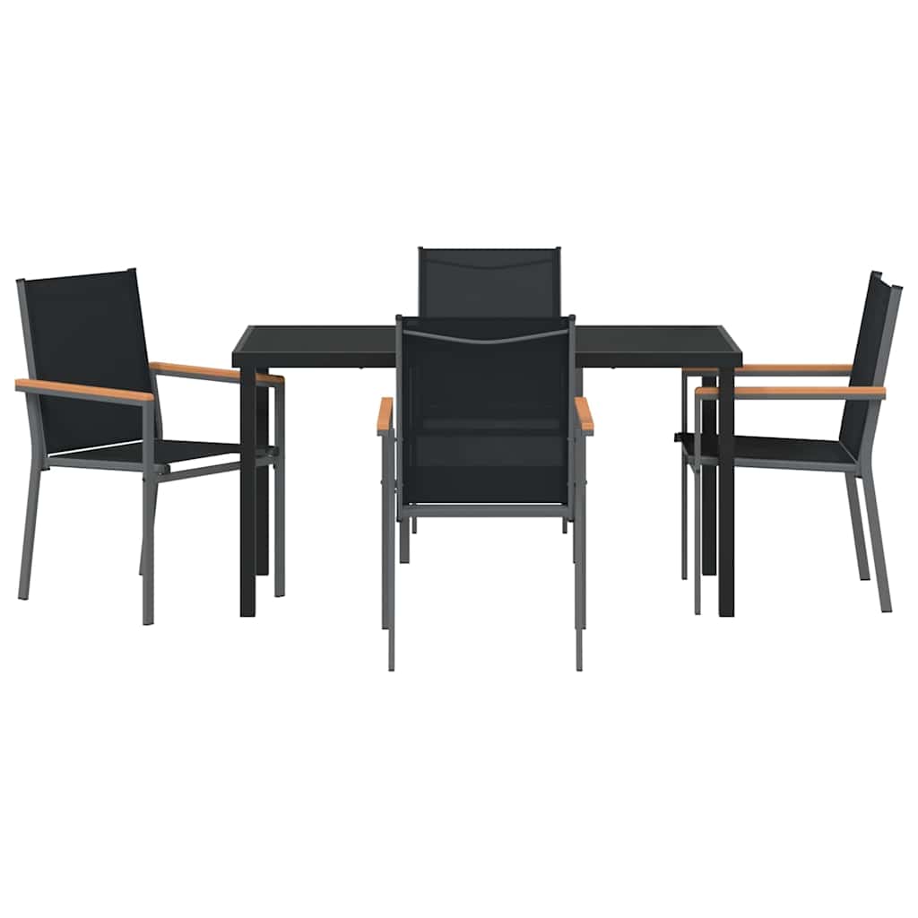 Kert étkező szett 5 pcs Fekete Porfestett acél