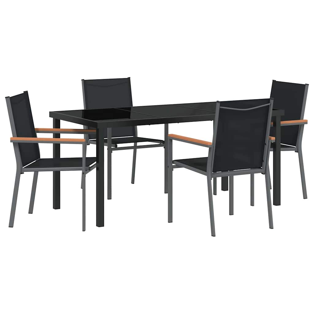 Kert étkező szett 5 pcs Fekete Porfestett acél