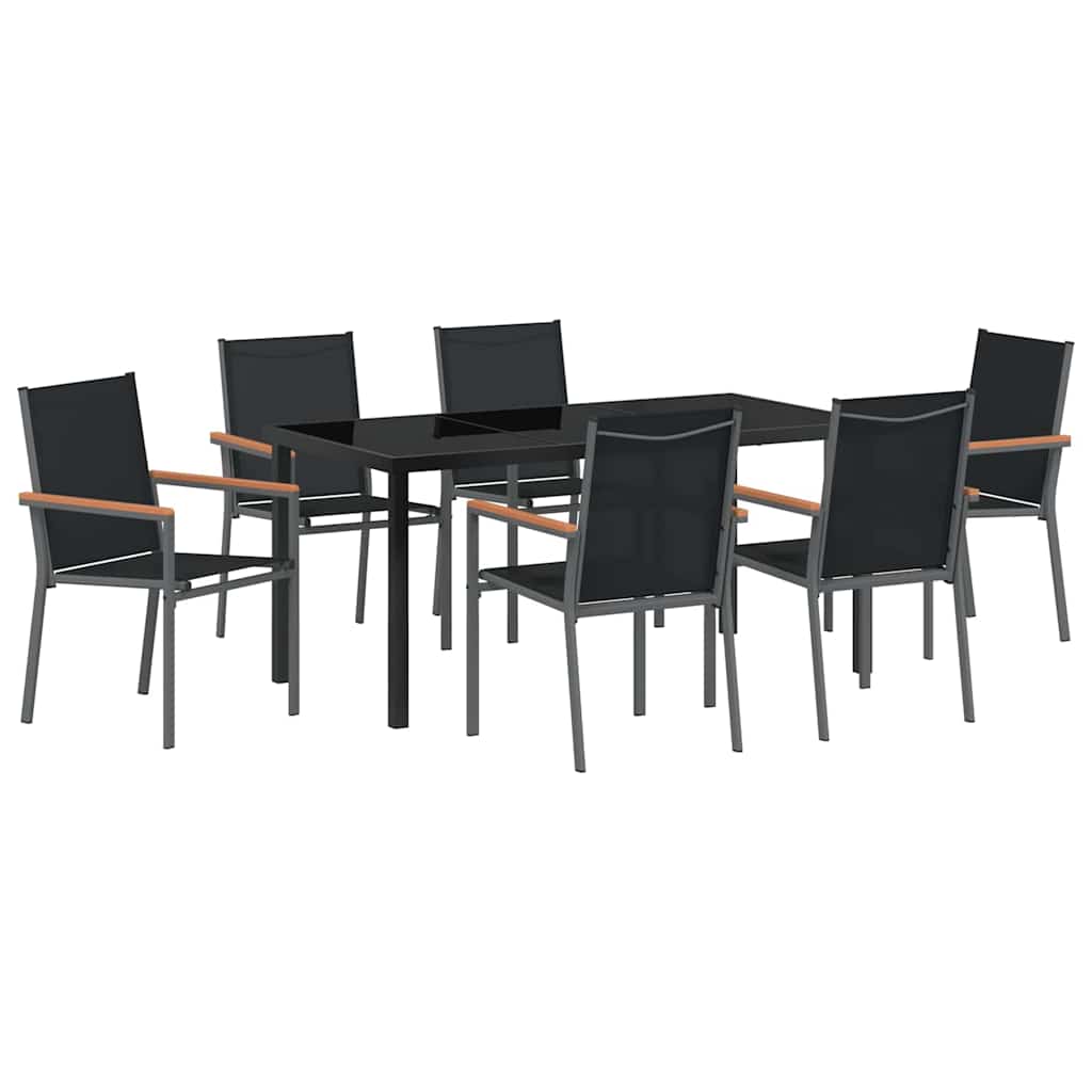 Kert étkező szett 7 pcs Fekete Porfestett acél