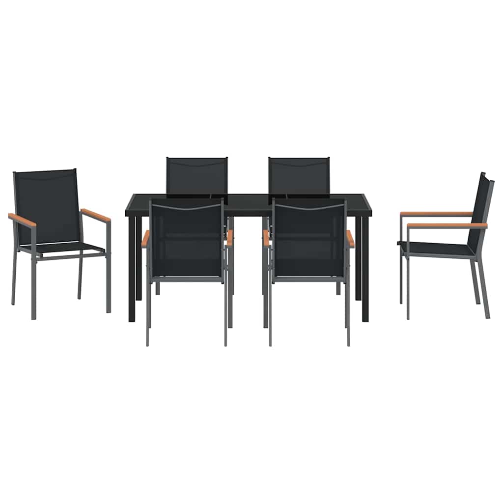 Kert étkező szett 7 pcs Fekete Porfestett acél