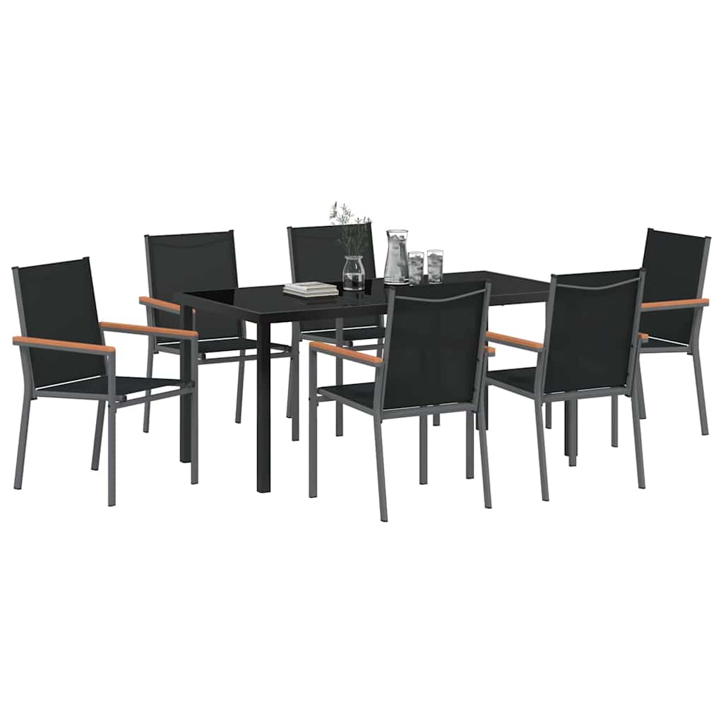 Kert étkező szett 7 pcs Fekete Porfestett acél