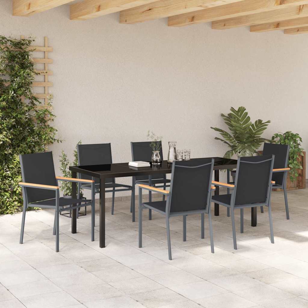 Kert étkező szett 7 pcs Fekete Porfestett acél