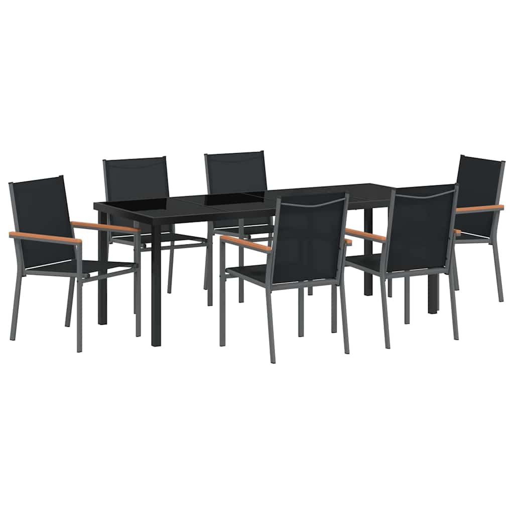 Kert étkező szett 7 pcs Fekete Porfestett acél