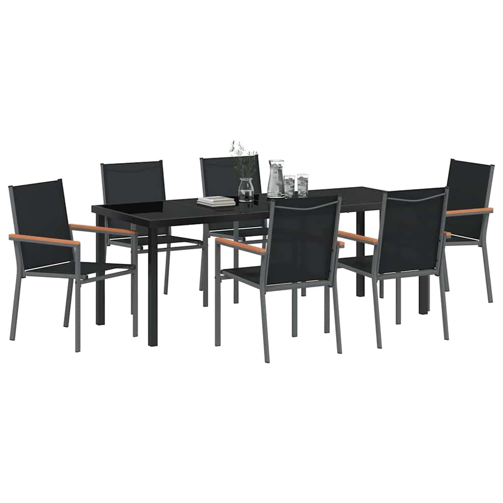 Kert étkező szett 7 pcs Fekete Porfestett acél