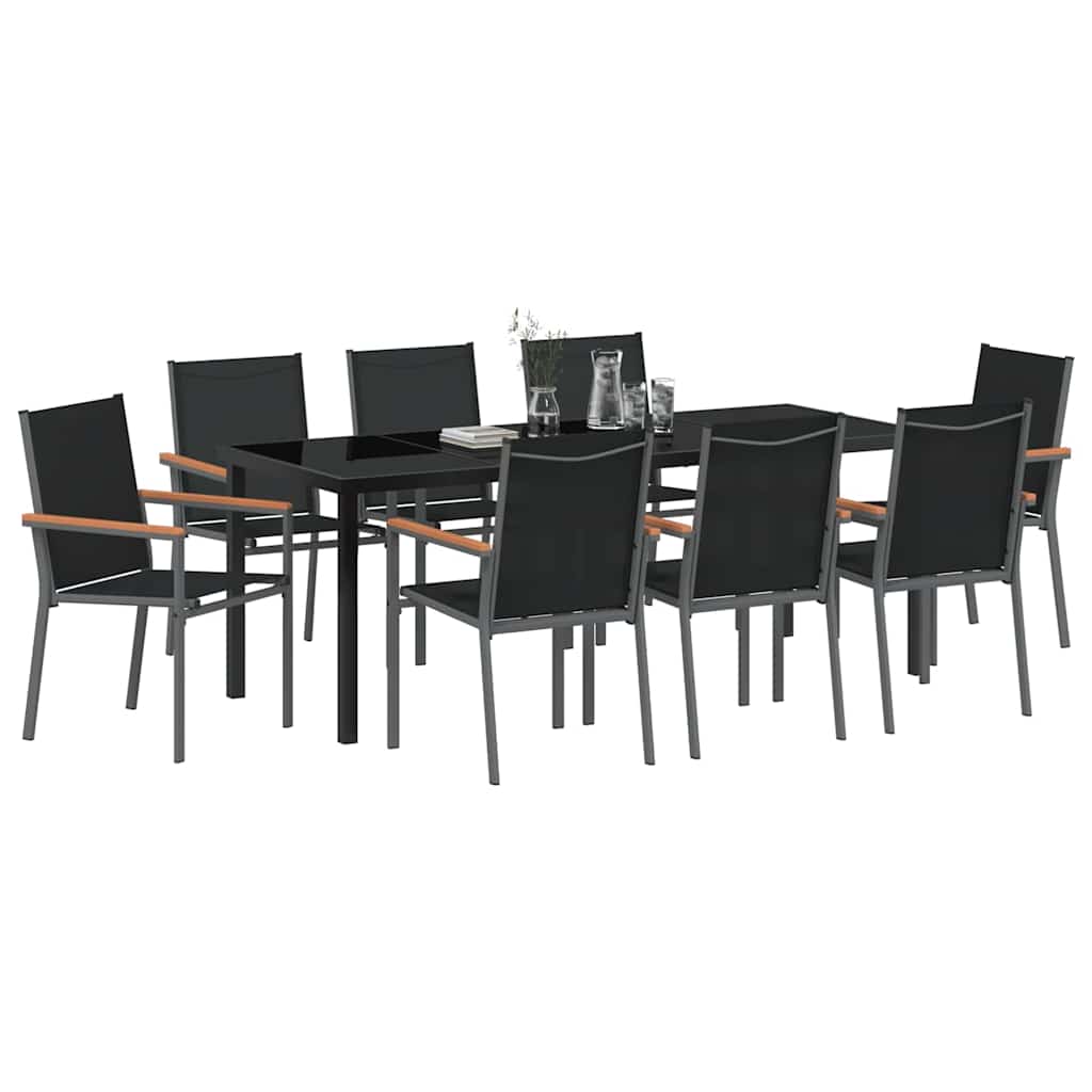 Kert étkező szett 9 pcs Fekete Porfestett acél