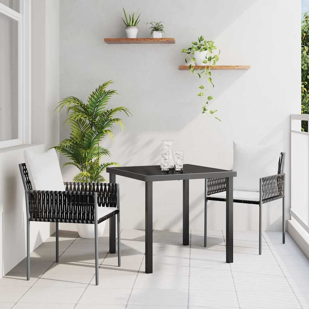 Kert étkező szett 3 pcs Barna és fekete PE Rattan