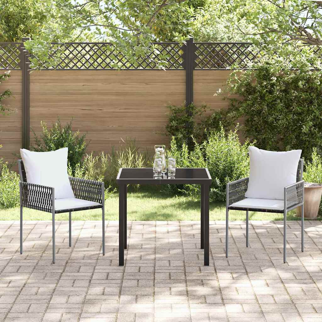 Kert étkező szett 3 pcs Barna és fekete PE Rattan