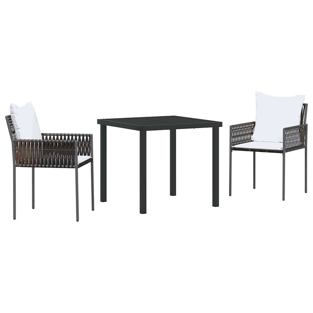 Kert étkező szett 3 pcs Barna és fekete PE Rattan