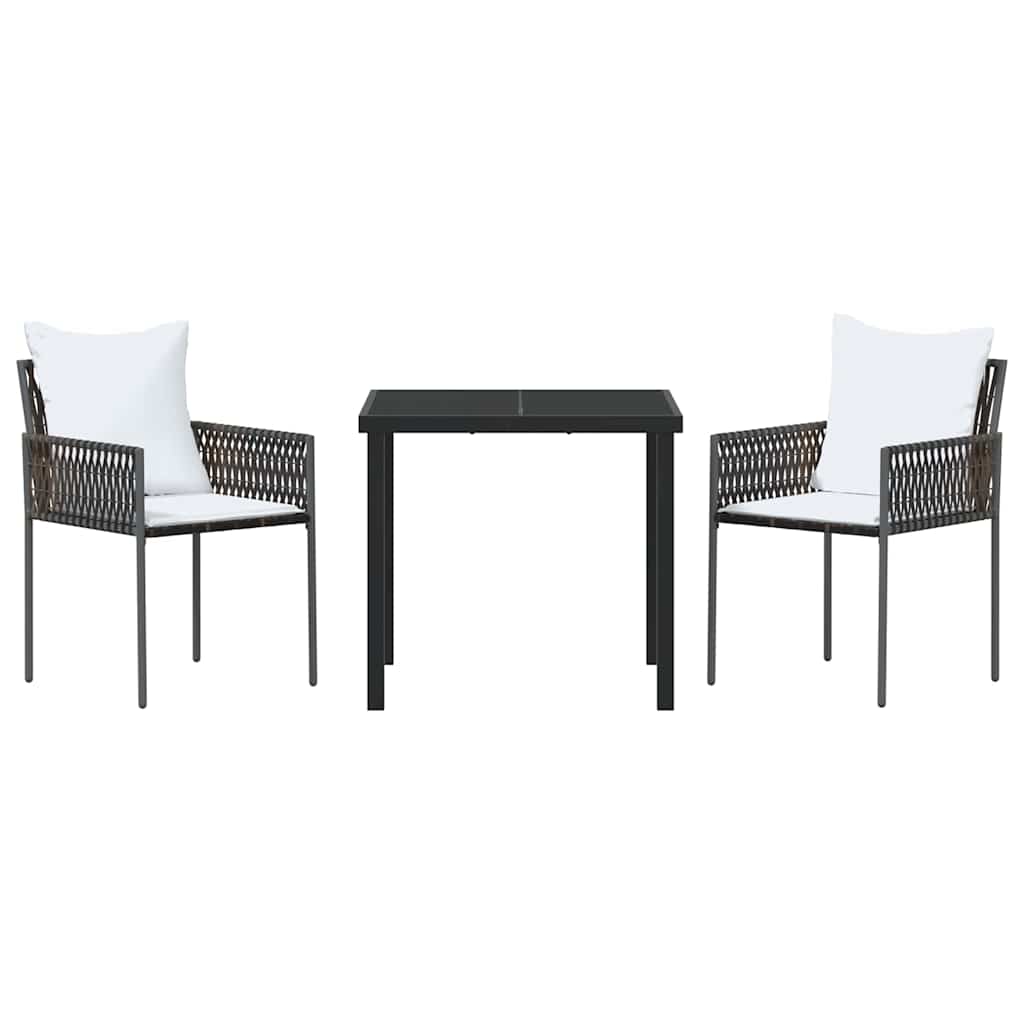 Kert étkező szett 3 pcs Barna és fekete PE Rattan