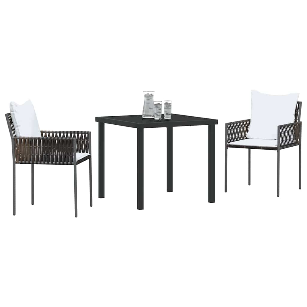 Kert étkező szett 3 pcs Barna és fekete PE Rattan