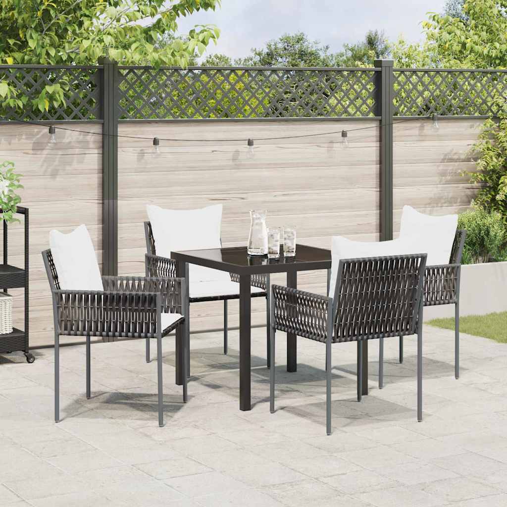 Kert étkező szett 5 pcs Barna és fekete PE Rattan