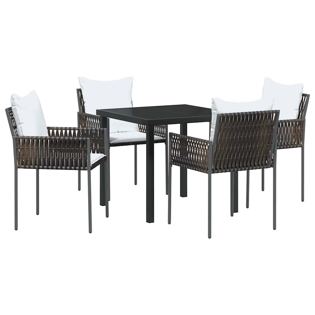 Kert étkező szett 5 pcs Barna és fekete PE Rattan