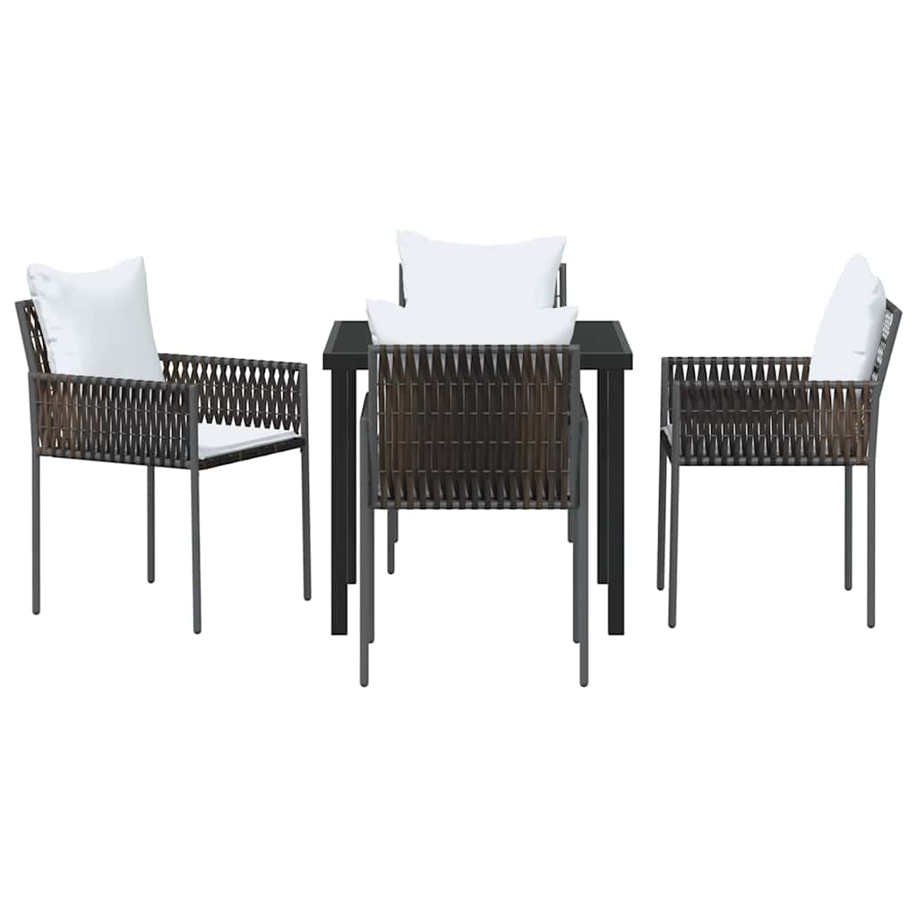 Kert étkező szett 5 pcs Barna és fekete PE Rattan