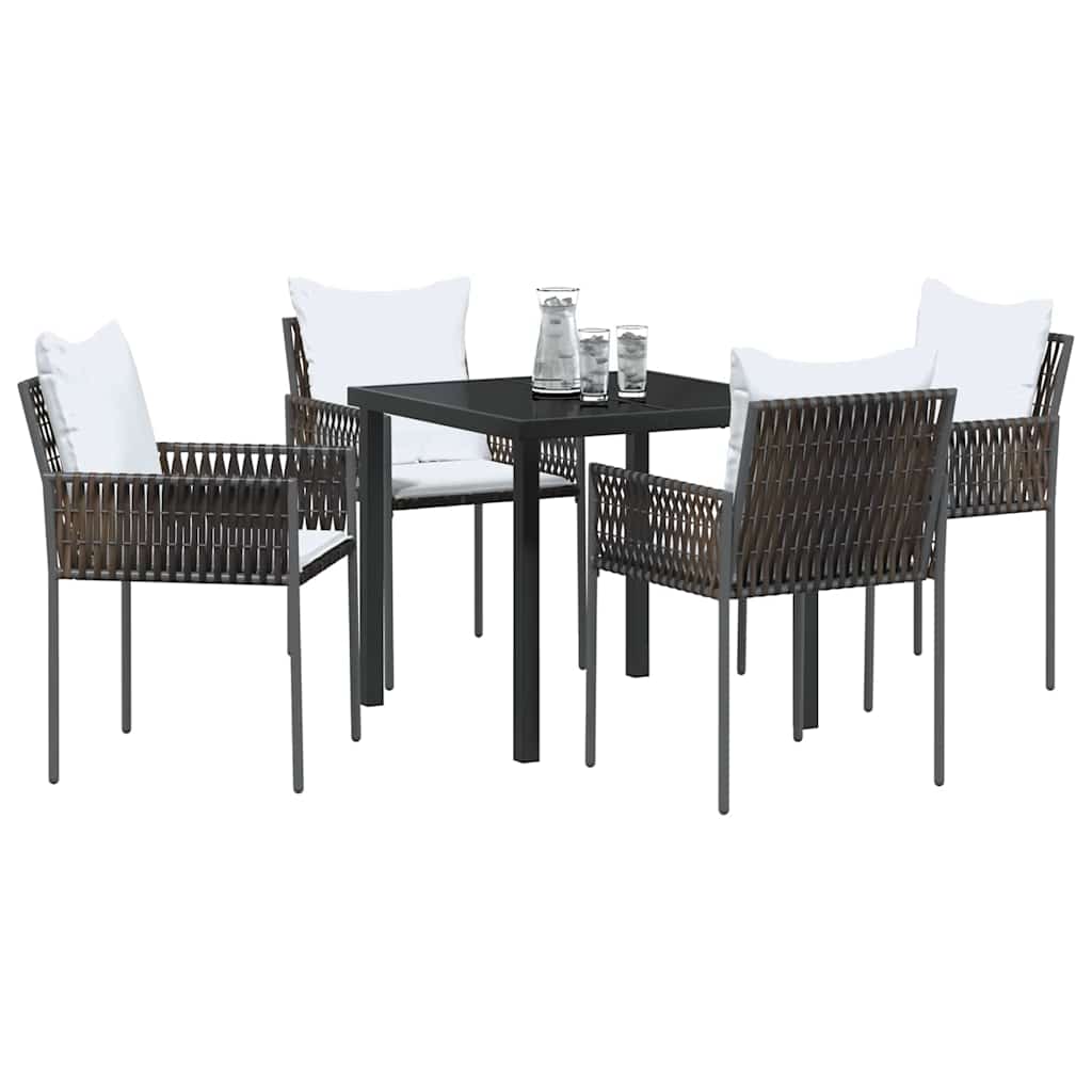 Kert étkező szett 5 pcs Barna és fekete PE Rattan