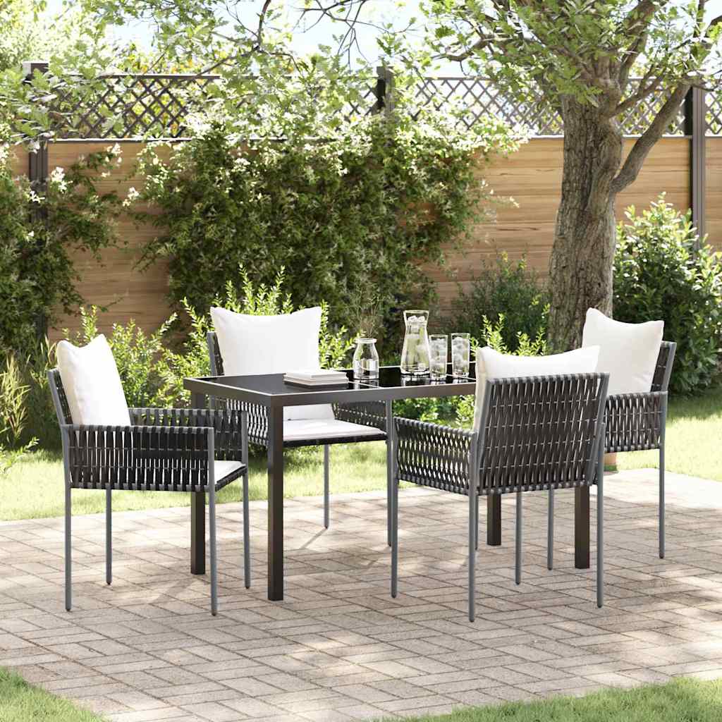 Kert étkező szett 5 pcs Barna és fekete PE Rattan