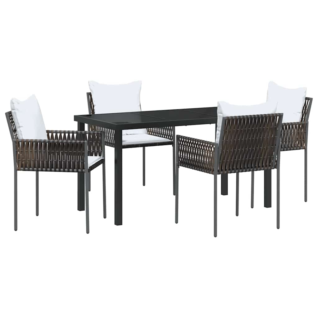 Kert étkező szett 5 pcs Barna és fekete PE Rattan