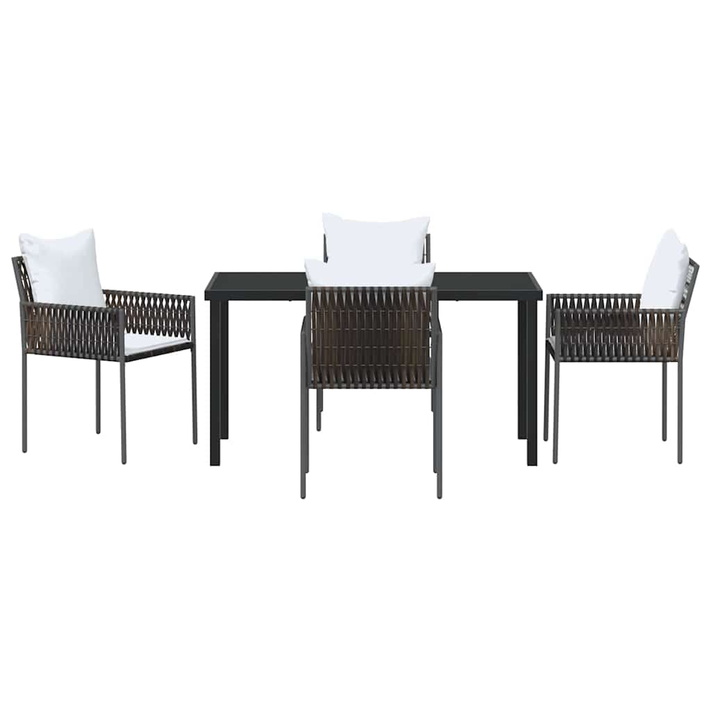 Kert étkező szett 5 pcs Barna és fekete PE Rattan