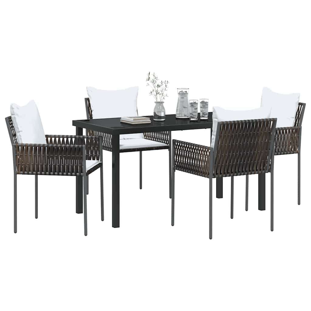 Kert étkező szett 5 pcs Barna és fekete PE Rattan