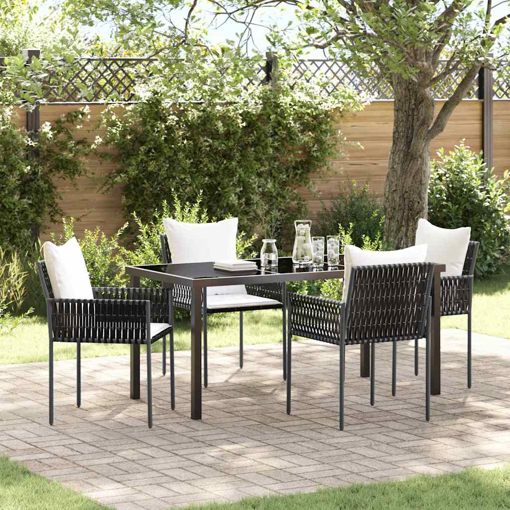 Kert étkező szett 5 pcs Barna és fekete PE Rattan