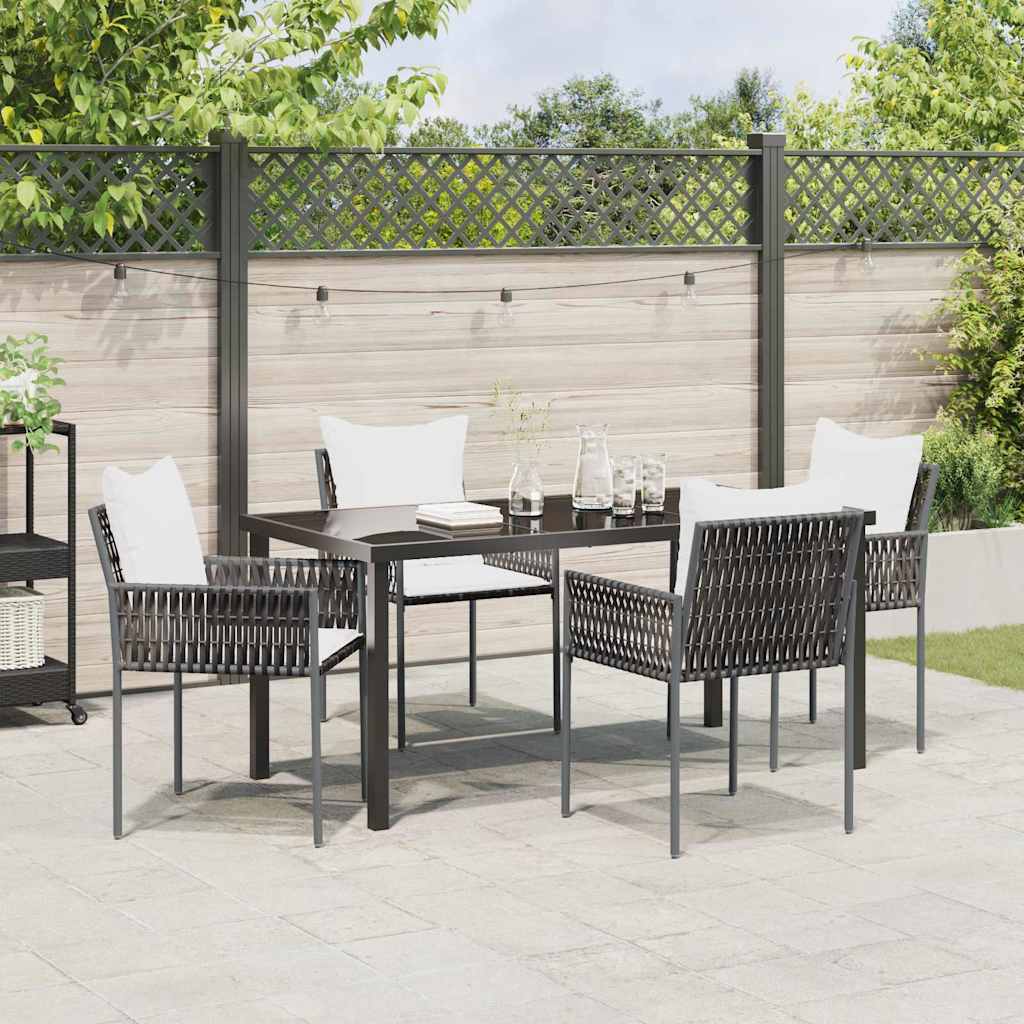 Kert étkező szett 5 pcs Barna és fekete PE Rattan