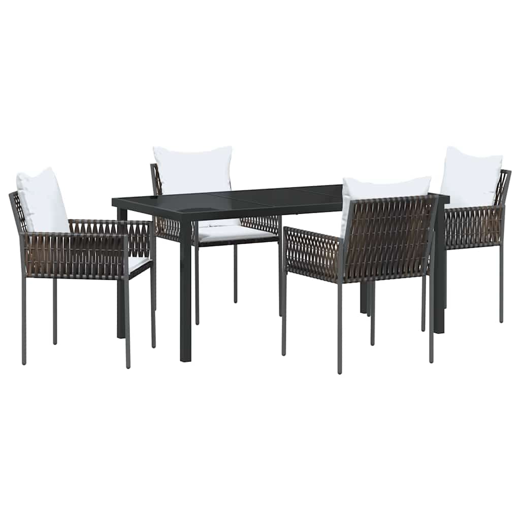 Kert étkező szett 5 pcs Barna és fekete PE Rattan