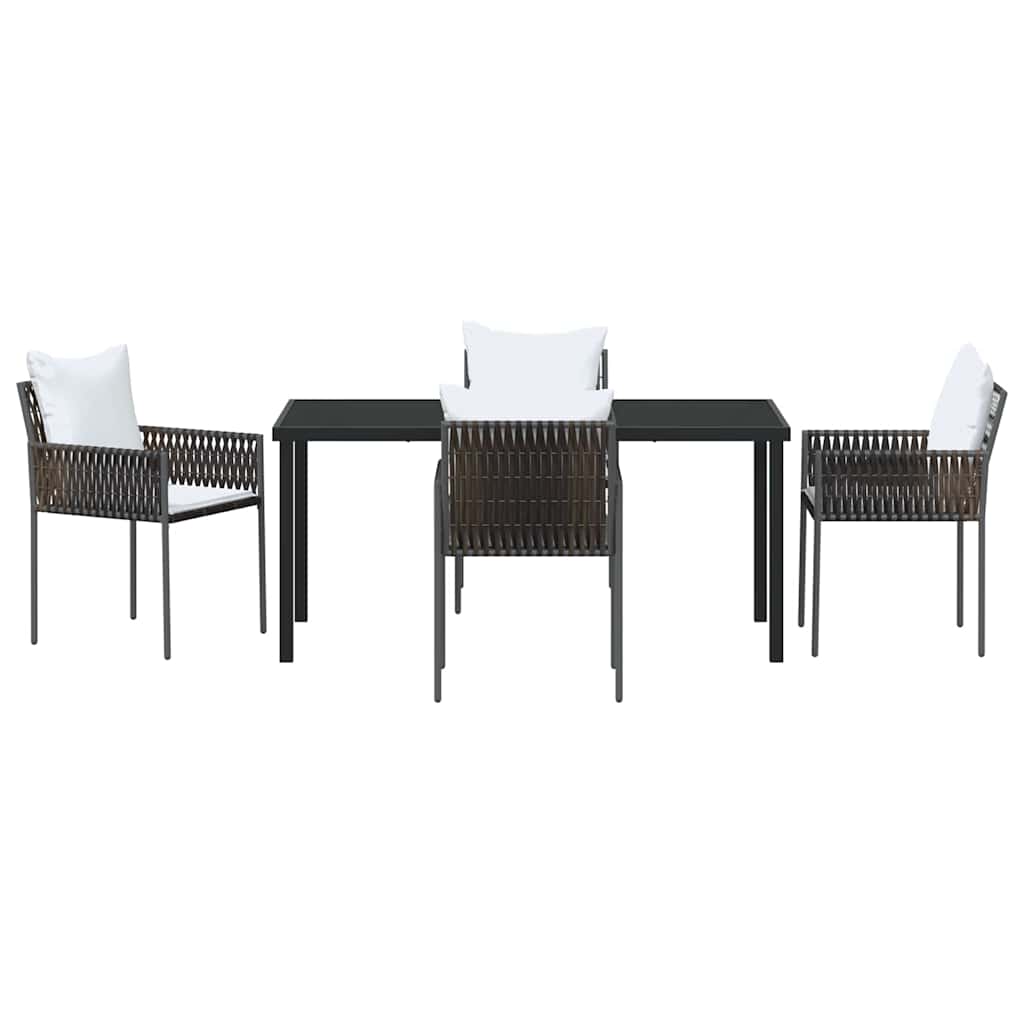 Kert étkező szett 5 pcs Barna és fekete PE Rattan
