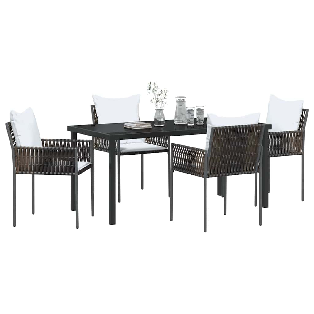 Kert étkező szett 5 pcs Barna és fekete PE Rattan