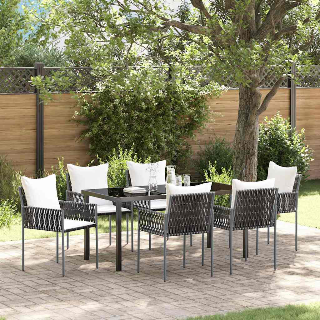 Kert étkező szett 7 pcs Barna és fekete PE Rattan