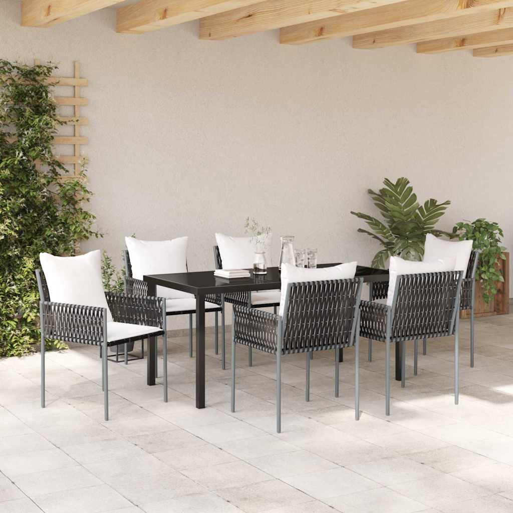 Kert étkező szett 7 pcs Barna és fekete PE Rattan