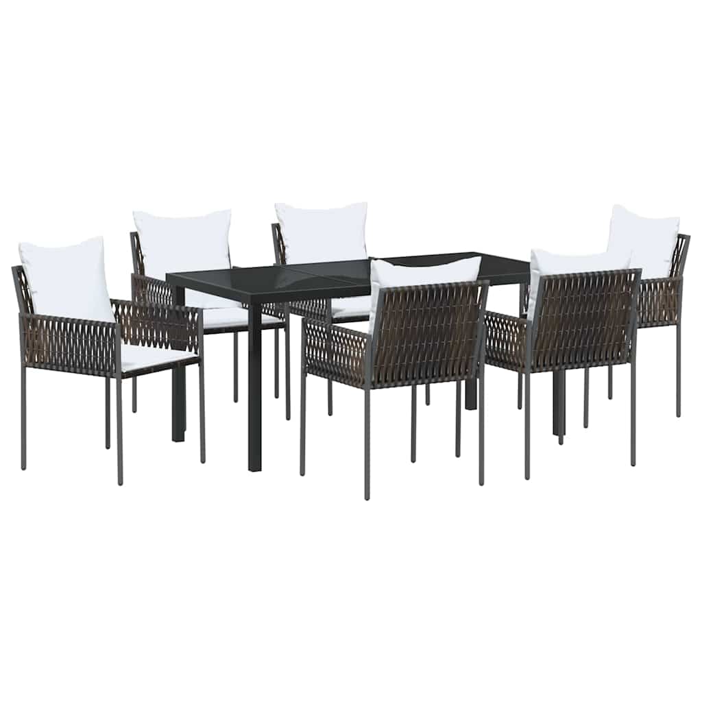 Kert étkező szett 7 pcs Barna és fekete PE Rattan