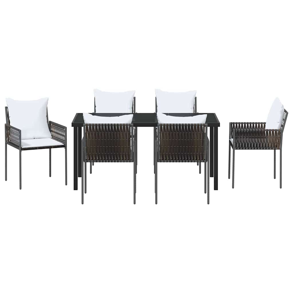 Kert étkező szett 7 pcs Barna és fekete PE Rattan