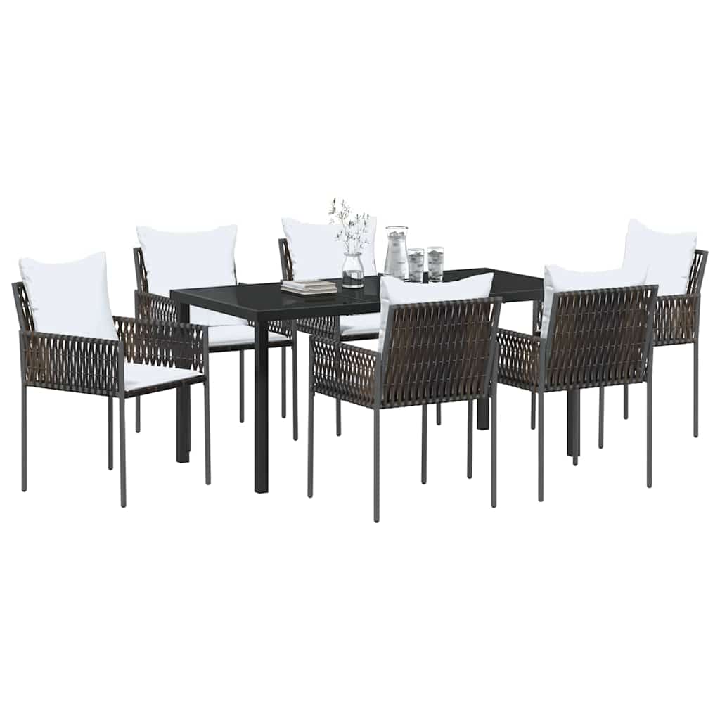 Kert étkező szett 7 pcs Barna és fekete PE Rattan