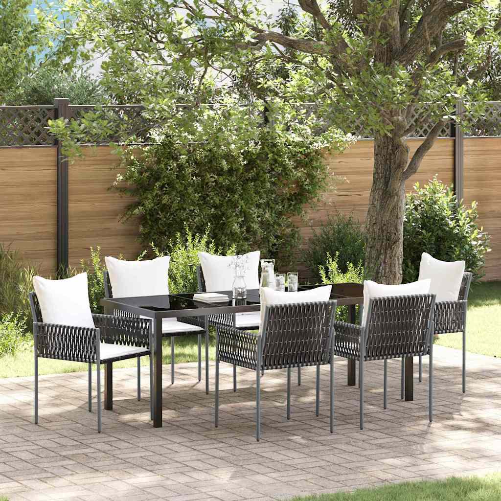 Kert étkező szett 7 pcs Barna és fekete PE Rattan