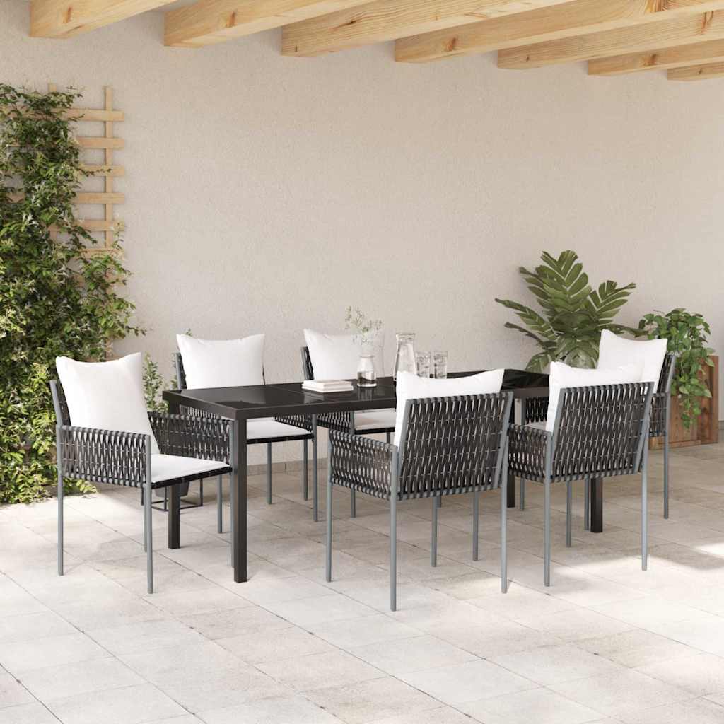 Kert étkező szett 7 pcs Barna és fekete PE Rattan