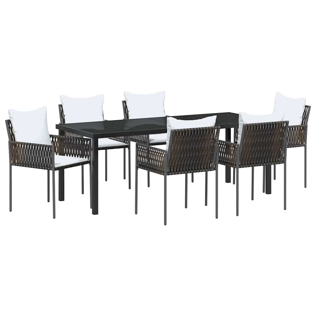 Kert étkező szett 7 pcs Barna és fekete PE Rattan