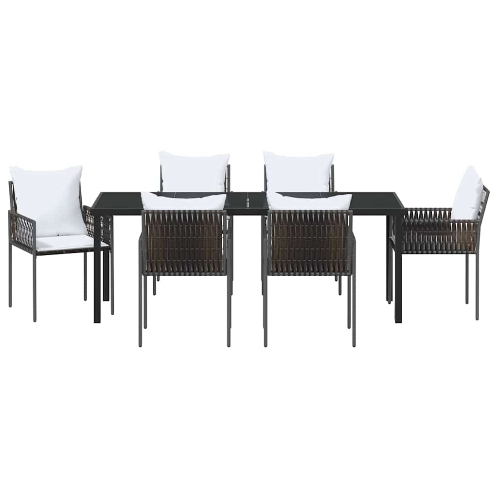 Kert étkező szett 7 pcs Barna és fekete PE Rattan