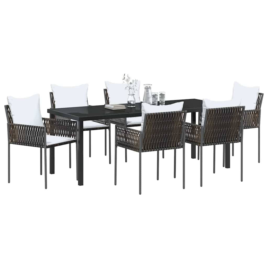 Kert étkező szett 7 pcs Barna és fekete PE Rattan