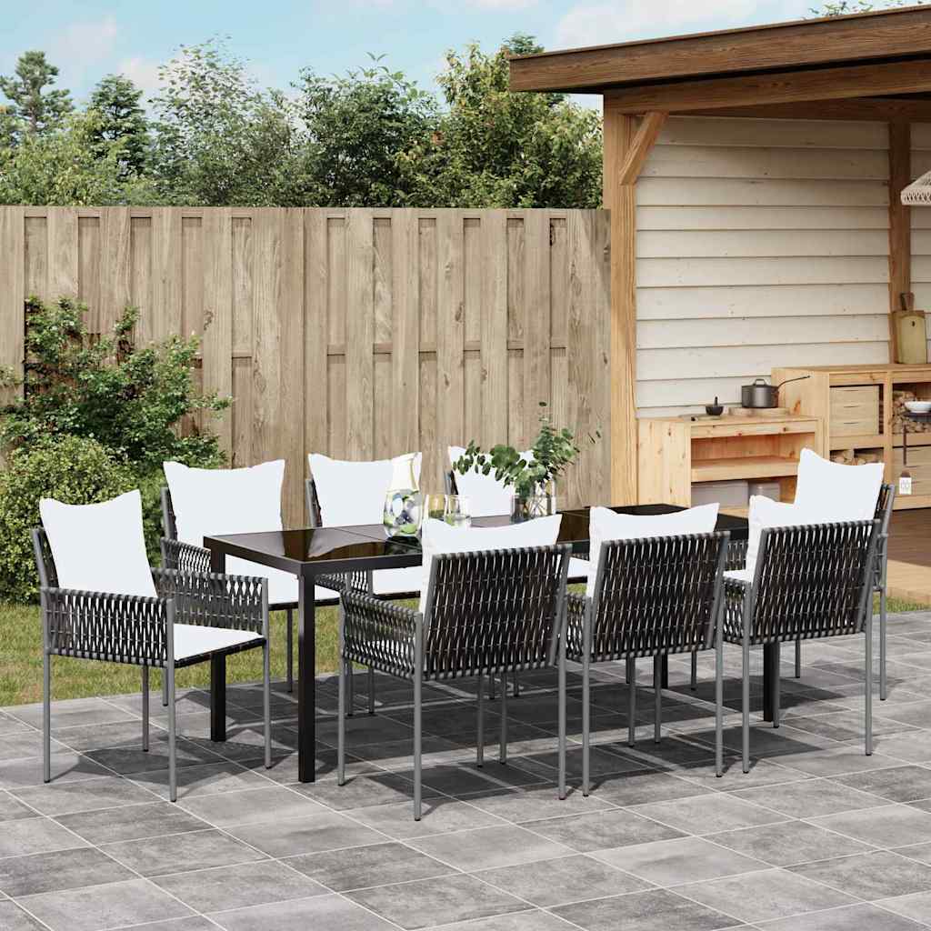 Kert étkező szett 9 pcs Barna és fekete PE Rattan