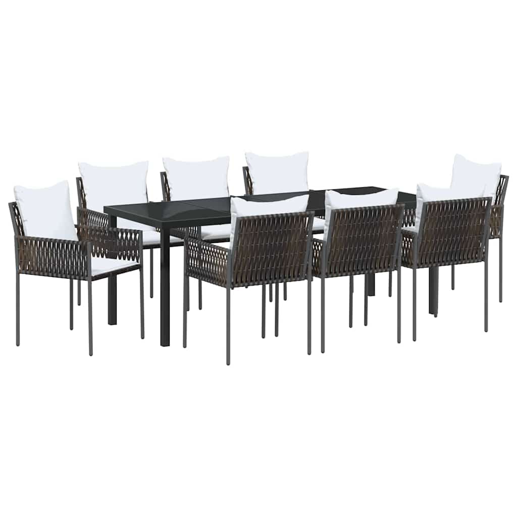 Kert étkező szett 9 pcs Barna és fekete PE Rattan