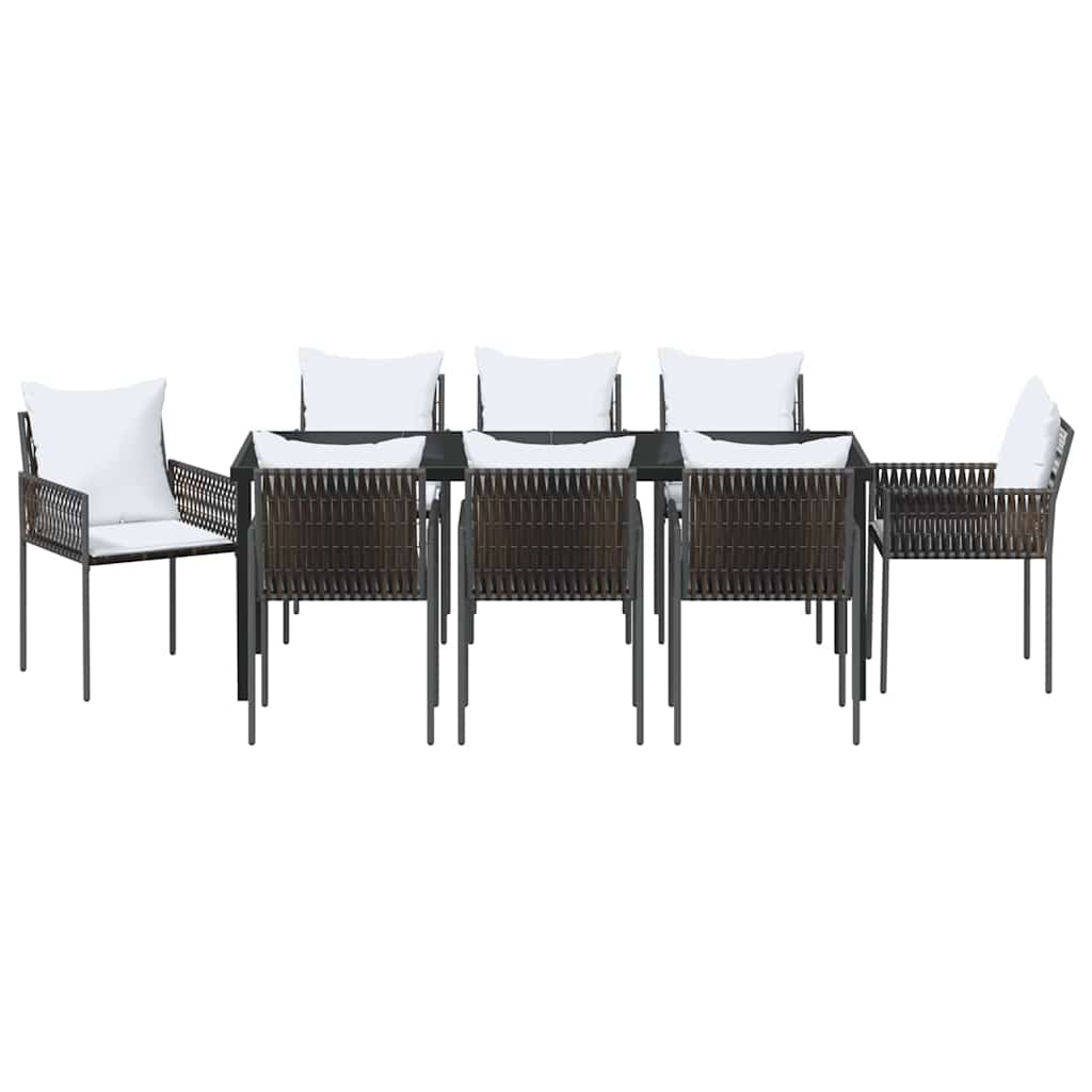 Kert étkező szett 9 pcs Barna és fekete PE Rattan