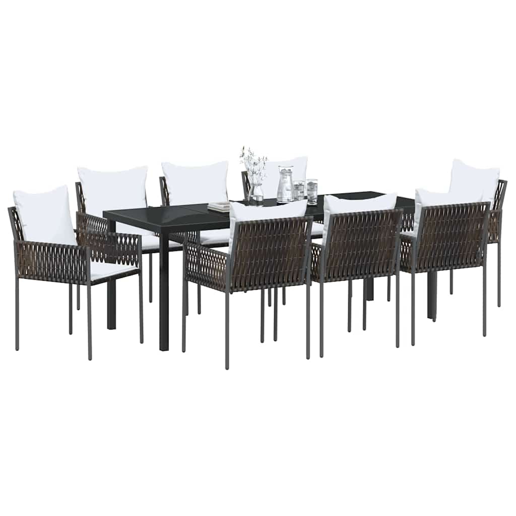 Kert étkező szett 9 pcs Barna és fekete PE Rattan