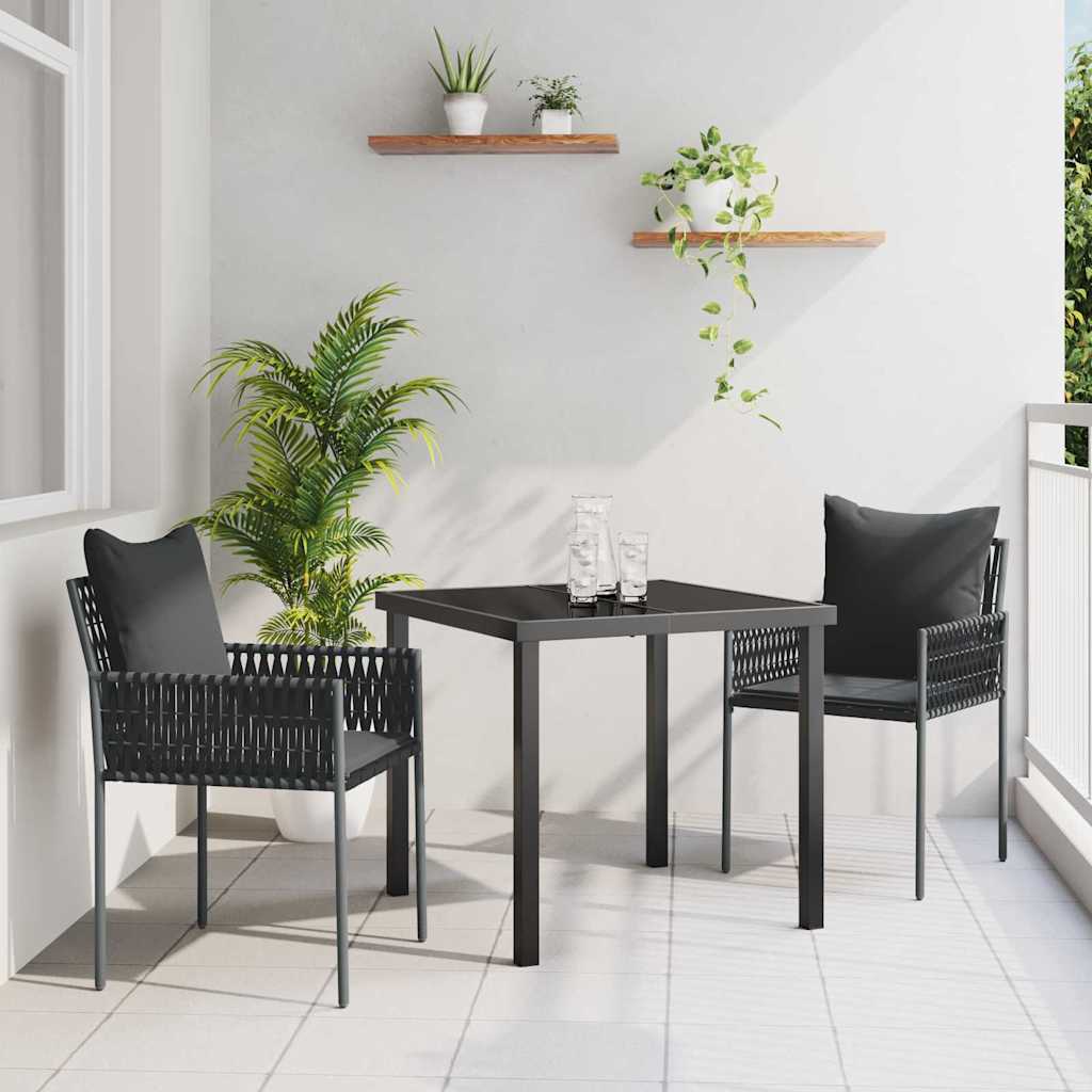 Kert étkező szett 3 pcs Fekete és Szürke PE Rattan