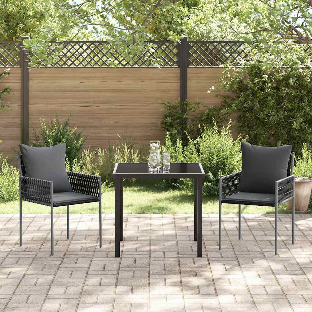 Kert étkező szett 3 pcs Fekete és Szürke PE Rattan